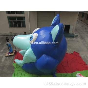 custom giant blue high quality Inflatable wolf head tunnel tent